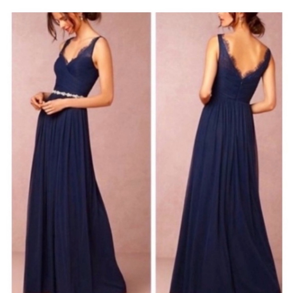 BHLDN Navy Blue Lace Formal Dress